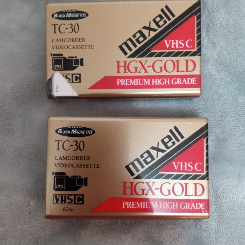 NIB 2 Maxell VHS C HGX-Gold Premium High Grade TC-30 Camcorder Video Cassette